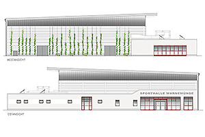 Visualisierung Neubau Sporthalle Sportanlage Parkstraße